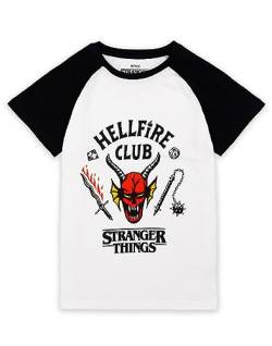 Stranger Things Hellfire Club Raglan T-Shirt for Kids | Boys Girls Hawkins Society Eddie Black & White Outfit | Season 4 Merchandise 11-12 Jahre von Stranger Things