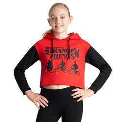 Stranger Things Hoodie Teenager Mädchen Crop Pullover Mädchen 9-16 Jahre Cropped Hoodie Mädchen Teenager Kapuzenpullover (Rot/Schwarz, 11-12 Jahre) von Stranger Things