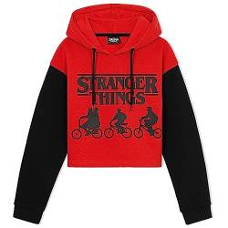 Stranger Things Hoodie Teenager Mädchen Crop Pullover Mädchen 9-16 Jahre Cropped Hoodie Mädchen Teenager Kapuzenpullover (Rot/Schwarz, 14-15 Jahre) von Stranger Things