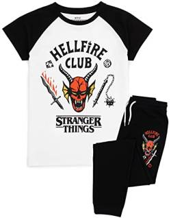 Stranger Things Kinderpyjama | Unisex Hellfire Club Outfit Eddie Eleven Mike Dustin Max Members T-Shirt Loungepants Co-Ord Pjs Set | Merchandise für Netflix-Serien von Stranger Things