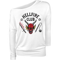 Stranger Things Langarmshirt - Hellfire Club - S bis XXL - für Damen - Größe L - weiß  - Lizenzierter Fanartikel von Stranger Things