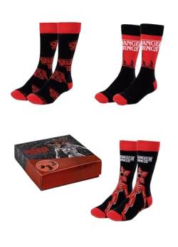 Stranger Things Socken Herren, Demogorgon 3er-Pack Socken für Erwachsene und Jugendliche, Größen EU 40 bis 46 von Stranger Things