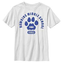 Stranger Things Unisex Kinder Hawkins Cubs Paw Emblem Short Sleeve T-shirt, Weiß, Einheitsgröße von Stranger Things