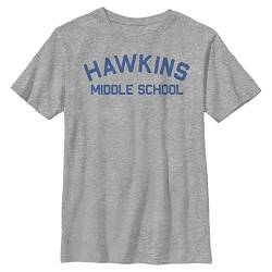 Stranger Things Unisex Kinder Hawkins Mid School Short Sleeve T-shirt, Grau Meliert, Einheitsgröße von Stranger Things