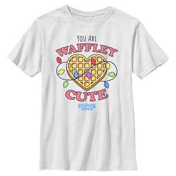 Stranger Things Unisex Kinder Waffley Cute Short Sleeve T-shirt, Weiß, 7-8 (128cm) von Stranger Things