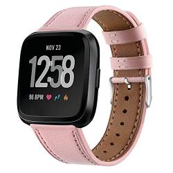 Strap-It Lederarmband - kompatibel mit - Fitbit Versa - Armband - Pink - fur Fitbit Versa 2 - Fitbit Versa Lite von Strap-it
