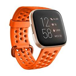 Strap-It Silikonen Armband (S) - kompatibel mit - Fitbit Versa - Armband - Orange - fur Fitbit Versa 2 - Fitbit Versa Lite von Strap-it