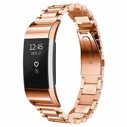 Strap-it Gliederarmband Rosa gold - Passend für Fitbit Charge 2 - Armband für Smartwatch - Ersatzarmband Edelstahl - für Damen und Herren - Zubehör passend für Fitbit Charge 2 von Strap-it