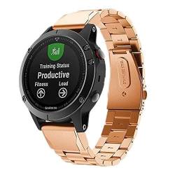 Strap-it Gliederarmband Rosa gold - Passend für Garmin Fenix 5/6 - Armband für Smartwatch - Ersatzarmband Edelstahl - für Damen und Herren - Zubehör passend für Garmin Fenix 5/6 von Strap-it