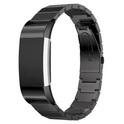 Strap-it Metall Schwarz - Passend für Fitbit Charge 2 - Armband für Smartwatch - Ersatzarmband Edelstahl - für Damen und Herren - Zubehör passend für Fitbit Charge 2 von Strap-it
