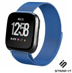 Strap-it Milanese Blau - Passend für Fitbit Versa 2 - Armband für Smartwatch - Ersatzarmband Edelstahl - für Damen und Herren - Zubehör passend für Fitbit Versa 2 von Strap-it