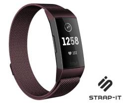 Strap-it Milanese Braun - Passend für Fitbit Charge 3 & Fitbit Charge 4 - Armband für Smartwatch - Ersatzarmband Edelstahl - für Damen und Herren - Zubehör passend für Fitbit Charge 3 & Fitbit Charge 4 von Strap-it