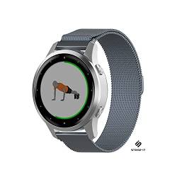 Strap-it Milanese Grau - Passend für Garmin Vivomove 3s - Armband für Smartwatch - Ersatzarmband Edelstahl - für Damen und Herren - Zubehör passend für Garmin Vivomove 3s von Strap-it