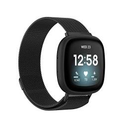 Strap-it Milanese Schwarz - Passend für Fitbit Versa 3 - Armband für Smartwatch - Ersatzarmband Edelstahl - für Damen und Herren - Zubehör passend für Fitbit Versa 3 von Strap-it