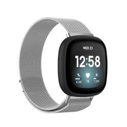 Strap-it Milanese Silber - Passend für Fitbit Versa 3 - Armband für Smartwatch - Ersatzarmband Edelstahl - für Damen und Herren - Zubehör passend für Fitbit Versa 3 von Strap-it