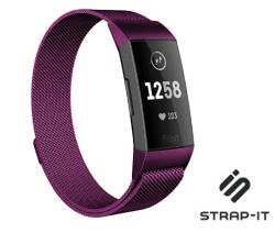 Strap-it Milanese Violett - Passend für Fitbit Charge 3 & Fitbit Charge 4 - Armband für Smartwatch - Ersatzarmband Edelstahl - für Damen und Herren - Zubehör passend für Fitbit Charge 3 & Fitbit Charge 4 von Strap-it