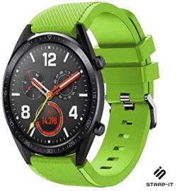 Strap-it Silikonarmband Grün - Passend für Huawei Watch GT & GT 2-42mm - Armband für Smartwatch - Ersatzarmband - 42mm von Strap-it