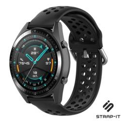 Strap-it Silikonarmband Schwarz - Passend für Huawei Watch GT & GT 2-42mm - Armband für Smartwatch - Ersatzarmband - 42mm von Strap-it