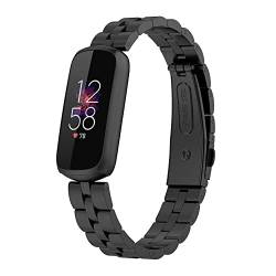 Strap-it Stahlband Schwarz - Passend für Fitbit Luxe - Armband für Smartwatch - Ersatzarmband Edelstahl - für Damen und Herren - Zubehör passend für Fitbit Luxe von Strap-it