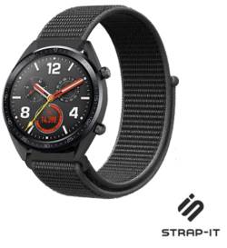 Strap-it nylon Schwarz - Passend für Huawei Watch GT & GT 2-42mm - Armband für Smartwatch - Ersatzarmband - 42mm von Strap-it