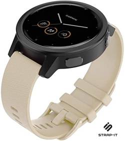 Strap-it silikon Beige - Passend für Garmin Vivomove 3s - Armband für Smartwatch - Ersatzarmband von Strap-it