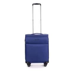 Stratic Light + Koffer Weichschale Reisekoffer Trolley Rollkoffer Handgepäck, TSA Kofferschloss, 4 Rollen, Erweiterbar, Größe S, Blau von Stratic