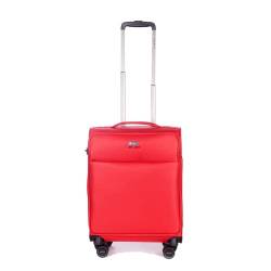 Stratic Light + Koffer Weichschale Reisekoffer Trolley Rollkoffer Handgepäck, TSA Kofferschloss, 4 Rollen, Erweiterbar, Größe S, Rot von Stratic