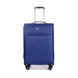 Stratic Light + Koffer Weichschale Reisekoffer Trolley Rollkoffer mittelgroß, TSA Kofferschloss, 4 Rollen, Erweiterbar, Größe M, Blau von Stratic