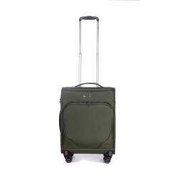 Stratic Mix Koffer Weichschale Reisekoffer Trolley Rollkoffer Handgepäck, TSA Kofferschloss, 4 Rollen, Erweiterbar, Größe S, Grün von Stratic