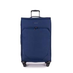 Stratic Mix Koffer Weichschale Reisekoffer Trolley Rollkoffer groß, TSA Kofferschloss, 4 Rollen, Erweiterbar, Größe L, Blau von Stratic