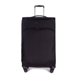 Stratic Mix Koffer Weichschale Reisekoffer Trolley Rollkoffer groß, TSA Kofferschloss, 4 Rollen, Erweiterbar, Größe L, Schwarz von Stratic