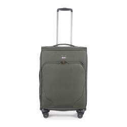 Stratic Mix Koffer Weichschale Reisekoffer Trolley Rollkoffer mittelgroß, TSA Kofferschloss, 4 Rollen, Erweiterbar, Größe M, Grün von Stratic