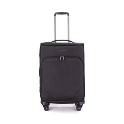 Stratic Mix Koffer Weichschale Reisekoffer Trolley Rollkoffer mittelgroß, TSA Kofferschloss, 4 Rollen, Erweiterbar, Größe M, Schwarz von Stratic