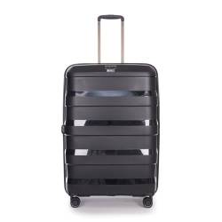 Stratic Straw + Hartschalen-Koffer Trolley Koffer groß Reisekoffer, nachhaltig, 4 Rollen, erweiterbar, TSA-Schloss (Größe L, schwarz) von Stratic