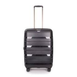 Stratic Straw + Hartschalen-Koffer Trolley Koffer groß Reisekoffer, nachhaltig, 4 Rollen, erweiterbar, TSA-Schloss (Größe M, schwarz) von Stratic