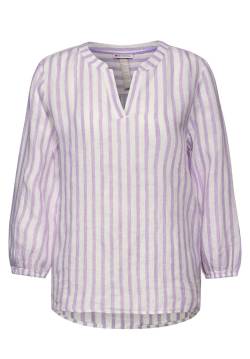 LS_Striped splitneck blouse w