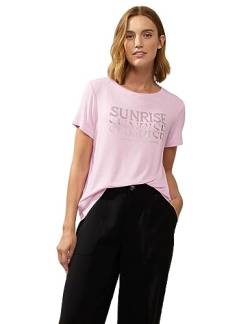 STREET ONE Damen A320371 Kurzarmshirt mit Glitzerwording, Soft Legend Rose, 36 von Street One