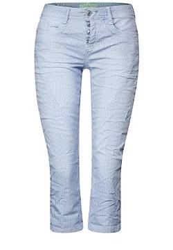 STREET ONE Damen A376647 3/4 Jeanshose, Light Blue Striped Washed, 25W / 22L EU von Street One