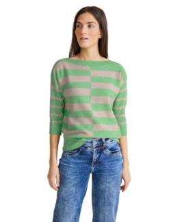 STREET ONE Damen Gestreifter Pullover, light spring green mel., 44 von Street One