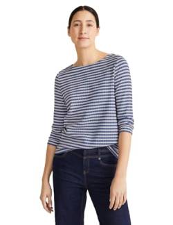 STREET ONE Damen T-Shirt 3/4 Arm Gestreift, fresh intense gentle blue, 34 von Street One