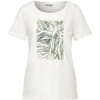 STREET ONE Kurzarmshirt - T-Shirt mit Print - bedrucktes kurzarm Shirt - Blätter Muster von Street One