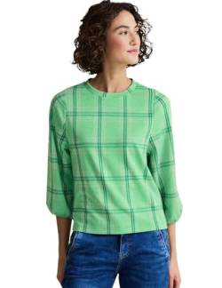 Street One Damen Kariertes T-Shirt mit 3/4-Ärmeln, Light Spring Green Mel, 38 von Street One