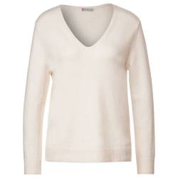 Street One Damen Pullover V-neck cream white melange 36 von Street One