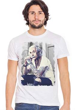 Genius Einstein Tatuato Color & Grey 18-84 T-shirt Urban Men Uomo 100% Cotone Fiammato (S, White/Color) von Street