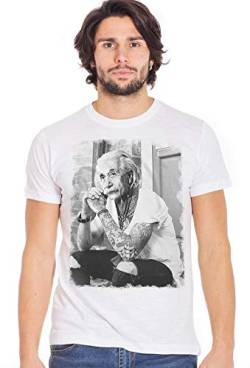 Genius Einstein Tatuato Color & Grey 18-84 T-shirt Urban Men Uomo 100% Cotone Fiammato (XL, White/Grey) von Street