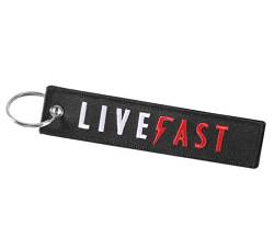 Streetculture LIVE FAST Nylon Jet Tag Schlüsselanhänger langlebig und robust - Accessories Zubehör Lanyard Schlüsselband Keychain von Streetculture