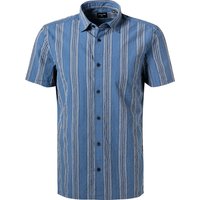 Strellson Herren Kurzarmhemd blau Baumwoll-Stretch gestreift von Strellson