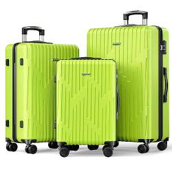 Strenforce ABS Leichte Gepäck-Sets Hardside TSA Koffer Set mit Spinner-Rädern, D-apfelgrün, 3 Piece Set (20/24/28), Reisen von Strenforce