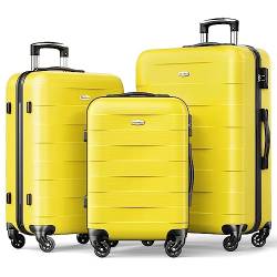 Strenforce Gepäck-Sets, leichte Koffer mit Rädern, ABS, langlebiges Reisegepäck, TSA Schloss, gelb, 3 Piece Set (20/24/28) von Strenforce