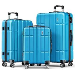 Strenforce Gepäcksets Leichter Koffer Doppelrollen TSA-Schloss 3-teilig, F-Lake Blue, 3 Piece Set (20/24/28), Reisen von Strenforce